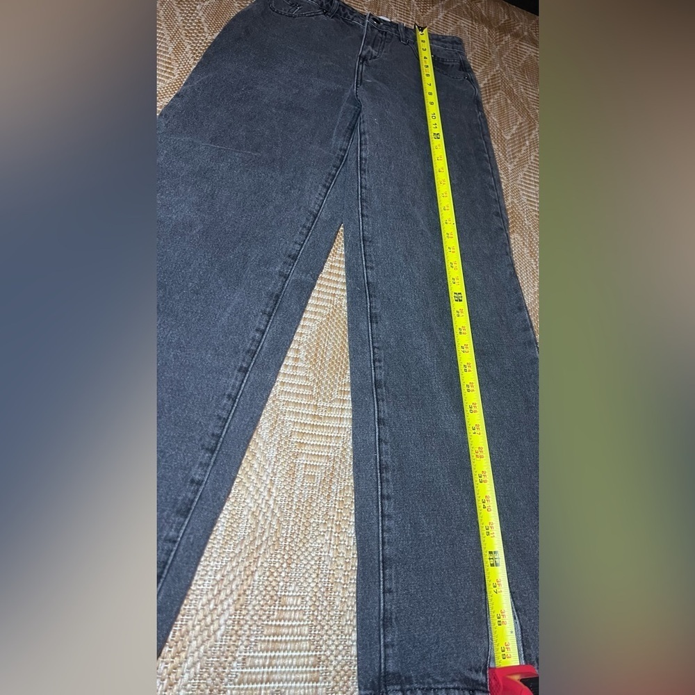Princess Polly Women's Black Wide Leg Denim Jeans,Slit Cuffs,Size US 4 - Picture 6 of 8